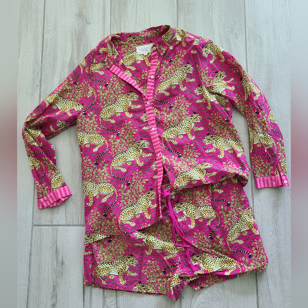 Printfresh Pink Leopard Print Women's Shorts Set